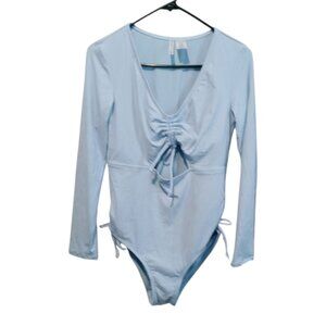 Celebrity Pink Girls' Juniors Swimsuit Long Sleeve Blue Dusk Size Large (11-13)